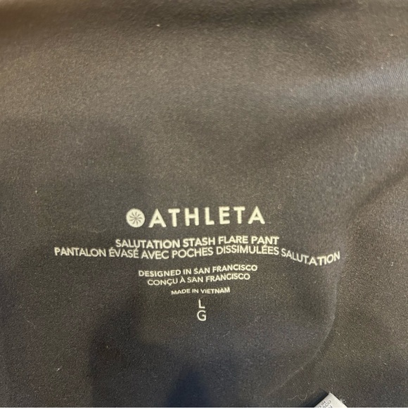 Athleta Women’s Black Salutation Stash Flare Pants Leggings, Size Large - Picture 8 of 10